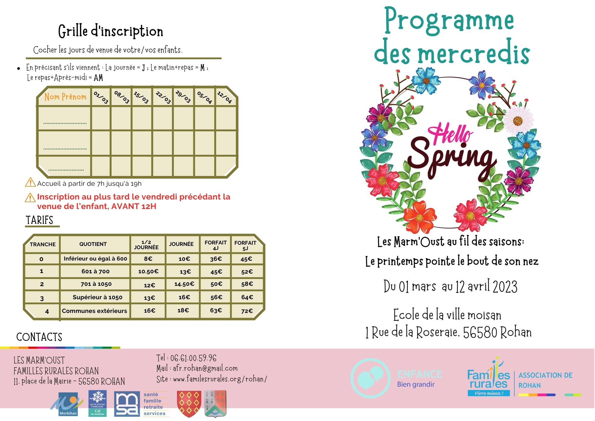 Fiche d'inscription