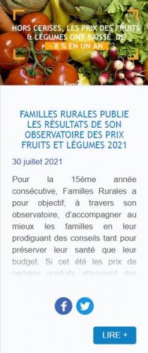 Observatoire des prix Fruits et légumes 2021