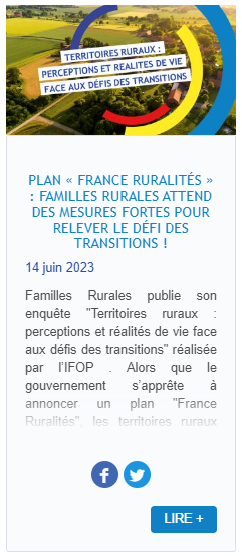 Familles Rurales publie son étude sur Perceptions et réalités des territoires ruraux